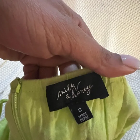 Lime green off the shoulders mini dress, size small - Picture 10 of 12